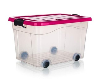 BRILANZ Box úložný na kolečkách PYRAMIDA 40 l, růžový