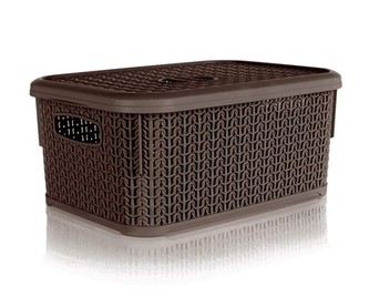 BRILANZ Košík ratanový s víkem 6 l, 28,5 x 20 x 12,5cm hnědý