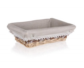 Košík proutěný DUO 26 x 18 x 7,5 cm, obdélník, hnědobílý