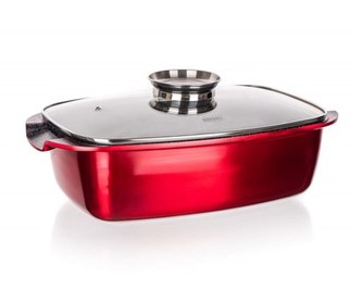 BANQUET Pekáč s nepřilnavým povrchem METALLIC RED 40 x 22 x 16,5 cm, s aroma knobem