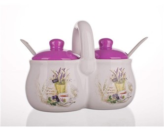 BANQUET Sada keramických dóz se lžičkami LAVENDER 210 ml, 2 ks