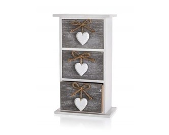 HOME DECOR Polička SOLID HEART, 3 šuplíky