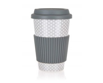 BANQUET Hrnek keramický se silikonovým víčkem GO, 400 ml, šedý BANQUET Hrnek keramický se silikonovým víčkem GO, 400 ml, šedý