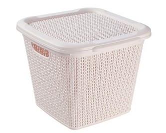 BRILANZ Box ratanový s víkem 15 l, 30 x 30 x 27,5 cm, krémový