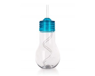 BANQUET Láhev plastová s brčkem BULB 600 ml, modrá