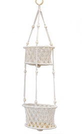 Macramé závěsný květináč krémový 77 cm