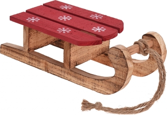 Dřevěná dekorace sáňky 30x14x10 cm, hnědé
