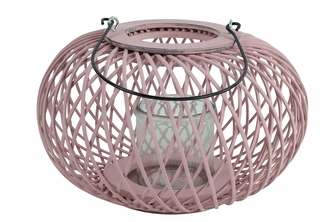 Proutěná lucerna Lena 20x32 cm, růžová