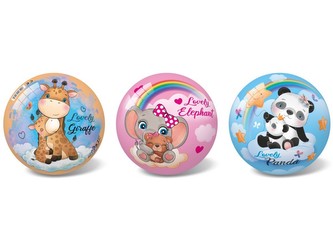 Míč zvířátka - slon, panda, žirafa, 14 cm