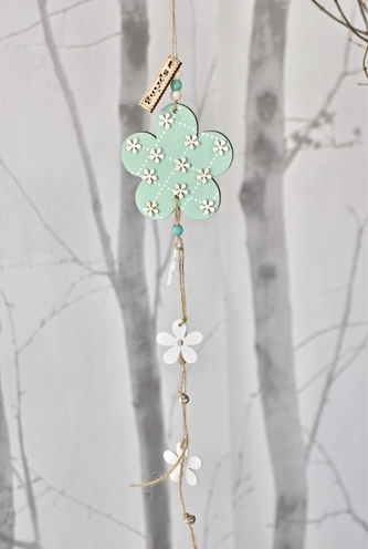 Dřevěná květinka s/3, tyrkysová