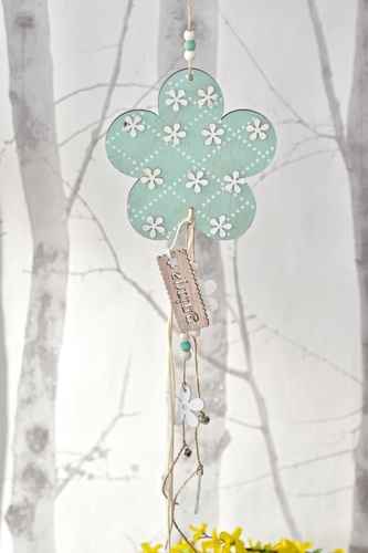 Dřevěná květinka s/2, tyrkysová