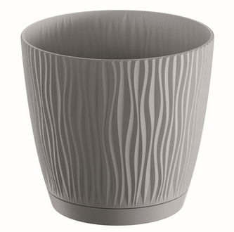 Plastový květináč s miskou Sandy P 14,9 cm šedý kámen