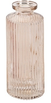 Skleněná váza béžová s vertikálním proužkem, 13x5,5 cm