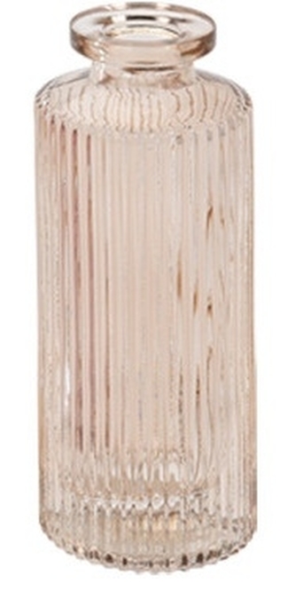 Skleněná váza béžová s vertikálním proužkem, 13x5,5 cm