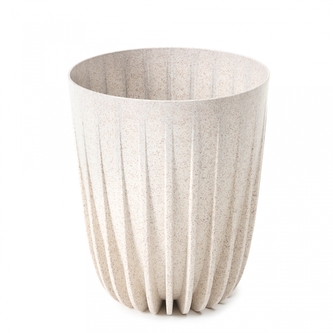 Plastový květináč Mira eco wood 190 mm, bílo-béžová