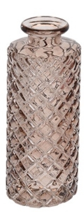 Skleněná váza hnědá s mřížkou, 13x5,5 cm