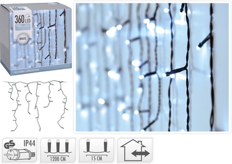 Vánoční osvětlení 360 LED, 12m studená bílá