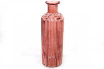 Skleněná váza růžová 36x12 cm