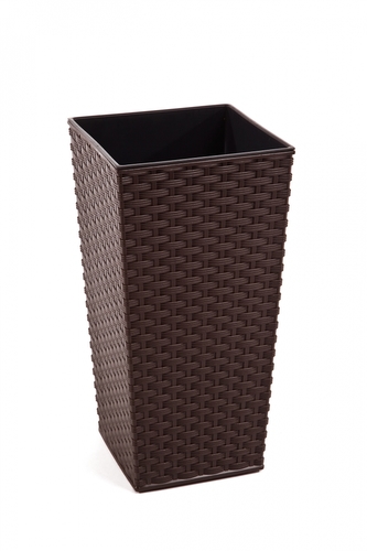 Plastový květináč Finezia ratan 350x350 mm, mocca