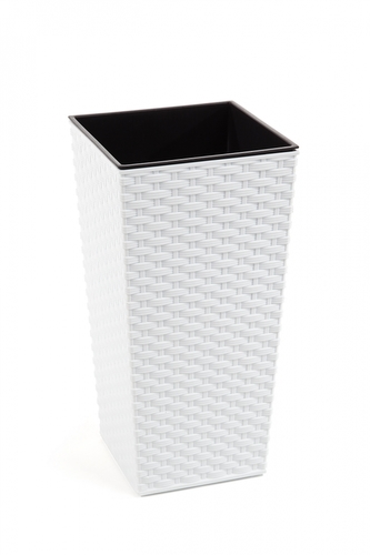 Plastový květináč Finezia ratan 350x350 mm, bílý