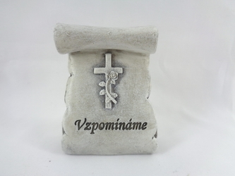 Polyresinový pergamen s nápisem Vzpomínáme, 7,5x6x3 cm