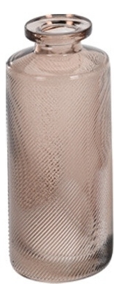 Skleněná váza hnědá s diagonální linkou, 13x5,5 cm