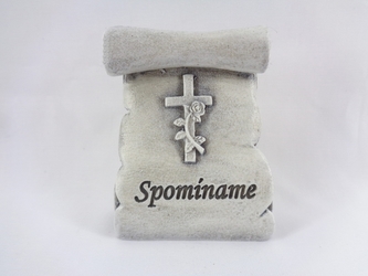 Polyresinový pergamen s nápisem Spomíname, 7,5x6x3 cm