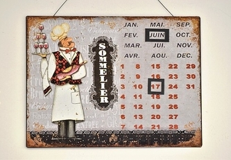 Nástěnný kovový kalendář Sommelier