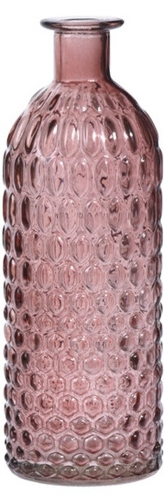 Skleněná váza růžová průhledná 20,5x7 cm