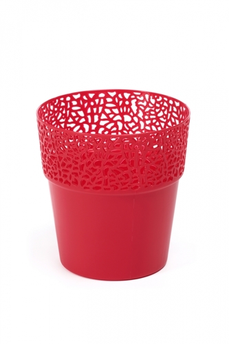 Plastový květináč krajka Rosa 170 mm, červený
