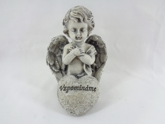 Anděl se srdíčkem, nápis Vzpomínáme, 10,5x7x8 cm