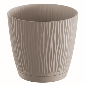 Plastový květináč s miskou Sandy P 14,9 cm mocca