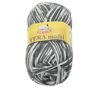 Příze TERA Multi - šedá, bílá - 100g / 300 m