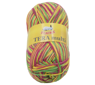 Příze TERA Multi - žlutá, růžová, zelená - 100g / 300 m