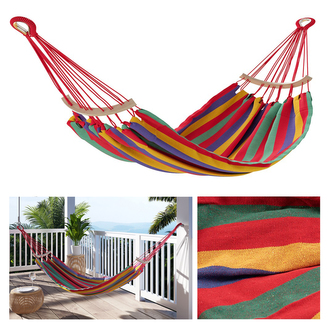 Závěsná houpací síť s výztuhou LAZA DUO červená/žlutá 240x150 cm Mybesthome