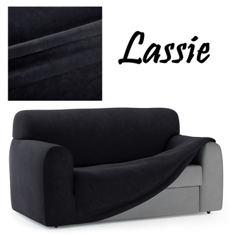 Napínací potah na trojkřeslo z mikrovlákna LASSIE III. černá, 180-225 cm Mybesthome