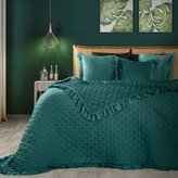 Přehoz na postel s volánky LUCIANO tmavá tyrkysová 170x210 cm Mybesthome