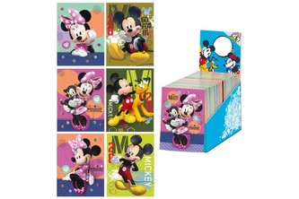 Zápisník trhací Disney Minnie, Mickey 25 listů 6 druhů 9x12cm 48ks v boxu