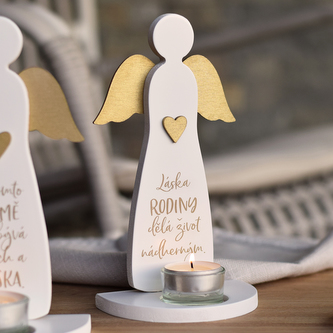 Svícen Anděl se srdcem - Láska rodiny
