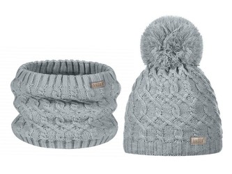 Dívčí zimní sada - čepice + nákrčník - šedá Dívčí zimní sada - čepice + nákrčník - šedá