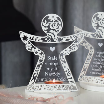 Svícen vyřezávaný anděl - Stále v mém srdci. SK