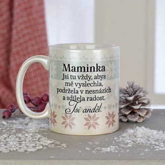 Perleťový hrnek se zimním vzorem pro maminku