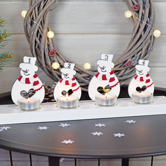 Adventní svícen - sněhuláci - bílá