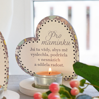 Květinové srdce svícen - pro maminku - svícen