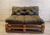 Polstr CARLOS SET - sedák 120x80 cm, opěrka 120x40 cm, 2x polštáře 30x30 cm, tmavě zelená, paletové prošívané sezení Mybesthome