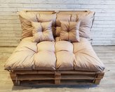 Polstr CARLOS SET - sedák 120x80 cm, opěrka 120x40 cm, 2x polštáře 30x30 cm, béžová, paletové prošívané sezení Mybesthome