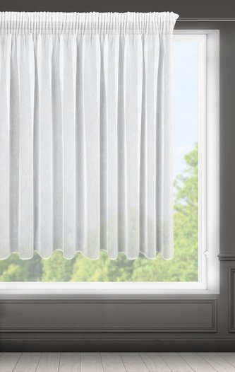 Dekorační krátká záclona s jemnou strukturou s řasící páskou na žabky SOFINKA bílá ( 1 kus) 300x145 cm MyBestHome