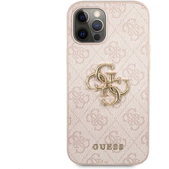 Guess PU 4G Metal Logo kryt iPhone 12 Pro Max růžový