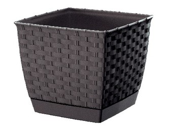 květináč RATOLLA SQUARE 19x19x15,9cm HN tm. (440U) s miskou