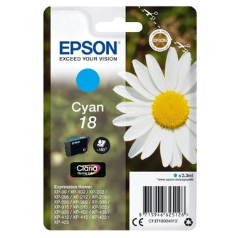 Epson inkoustová náplň/ T1802/ Singlepack 18 Claria Home Ink/ Modrá